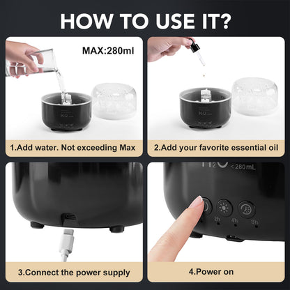 Jellyfish Humidifier Diffuser 280ml with Remote – Quiet Ultrasonic, 7-Color LED