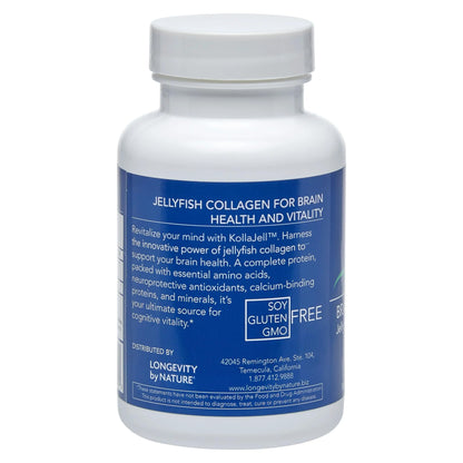 Longevity by Nature: KollaJell Brain Supplement with Collagen Peptides, Memory & Focus, 60 Capsules