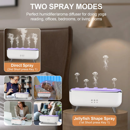 300ML Dynamic Jellyfish Diffuser – 5-Ring Sound-Synced Aroma Humidifier for Bedroom, Office & Hotel