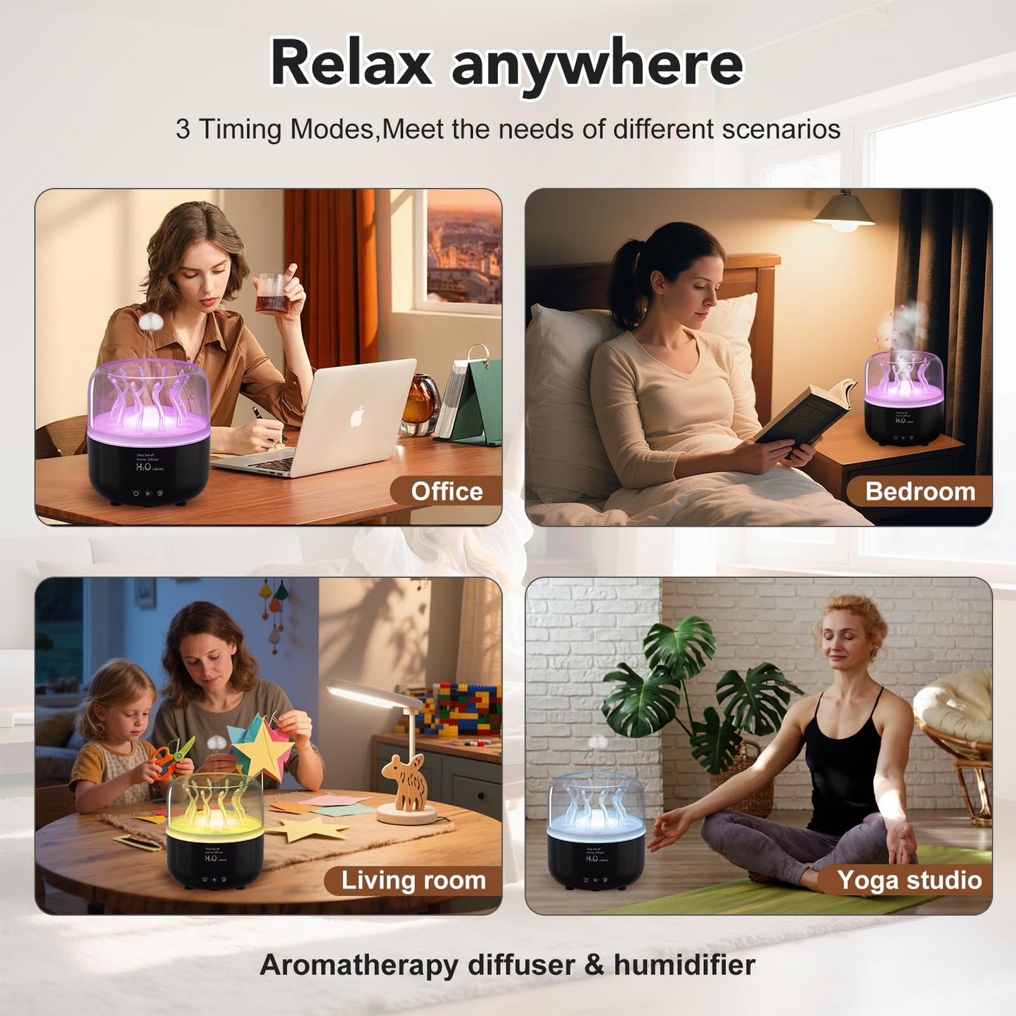 Jellyfish Humidifier Diffuser 280ml with Remote – Quiet Ultrasonic, 7-Color LED