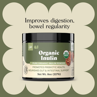 Pure Organic Inulin Powder - Jerusalem Artichoke Prebiotic Fiber, 8oz