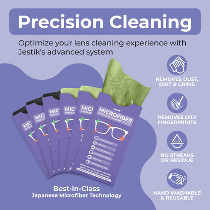 Jestik Microfiber Cleaning Cloths – Lens & Screen Wipes (6-Pack, Black/Olive)