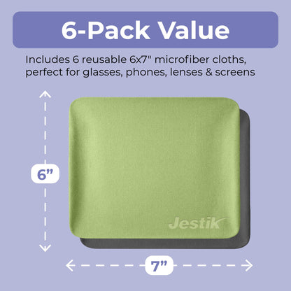 Jestik Microfiber Cleaning Cloths – Lens & Screen Wipes (6-Pack, Black/Olive)