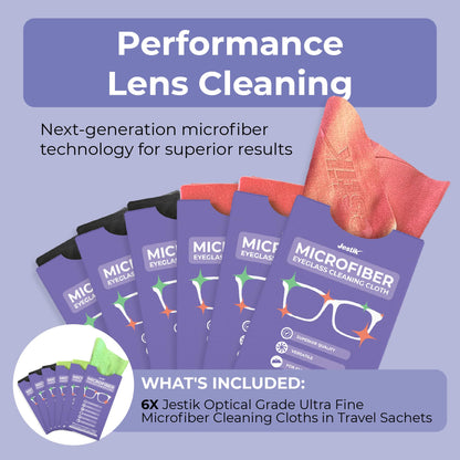 Jestik Microfiber Cleaning Cloths – 6-Pack Lens & Screen Wipes (Black/Crimson)