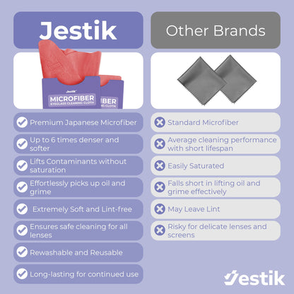 Jestik Microfiber Cleaning Cloths – Lens & Screen Wipes (6-Pack, Black/Olive)