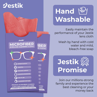Jestik Microfiber Cleaning Cloths – 6-Pack Lens & Screen Wipes (Black/Crimson)