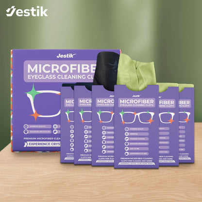 Jestik Microfiber Cleaning Cloths – Lens & Screen Wipes (6-Pack, Black/Olive)
