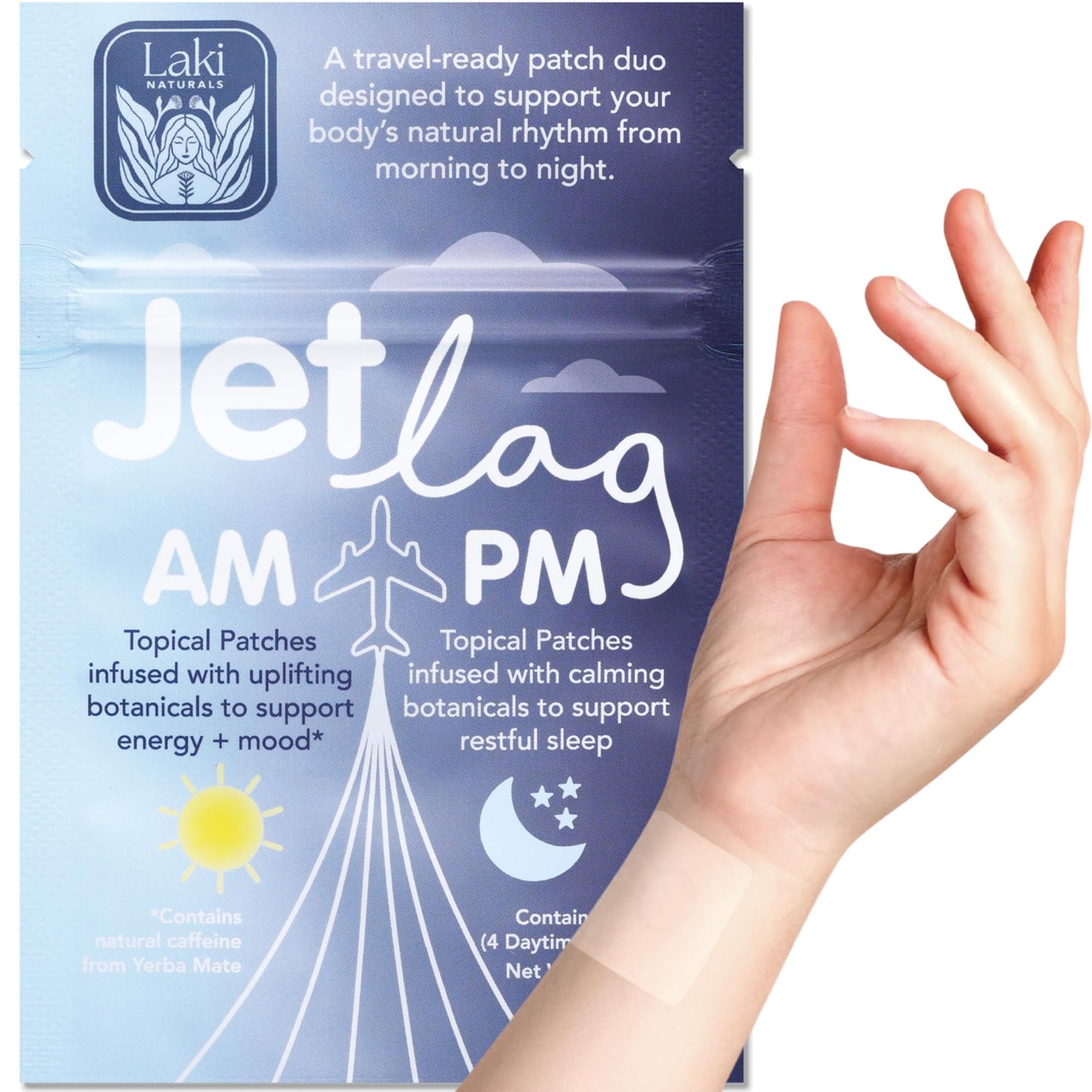 Jet Lag AM & PM Travel Patches – Natural Energy, Focus & Restful Sleep (8 Topical Patches)