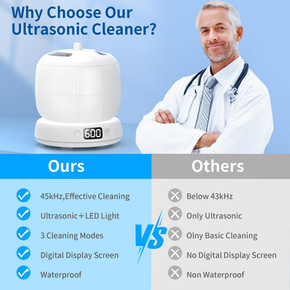 2025 Upgraded Ultrasonic Retainer Cleaner Machine | 4 Modes, UV Lights