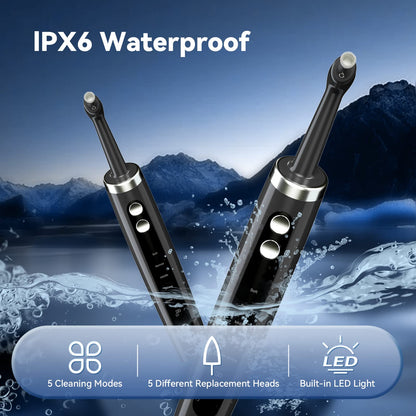 Jeyoe Tooth Polisher Rechargeable - 5 Heads, 5 Modes, USB-C, IPX6 Waterproof