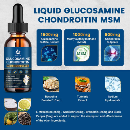 JIANKYTZ Glucosamine Chondroitin MSM Drops – 2 Pack, Raspberry Flavor, 1oz