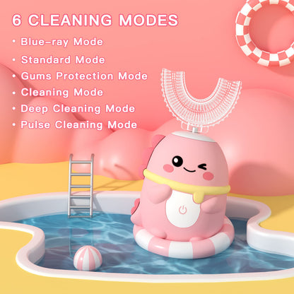 JIANLEJIA Kids U‑Shaped Electric Toothbrush – 5 Heads, 2–12 yrs, 360° Cleaning