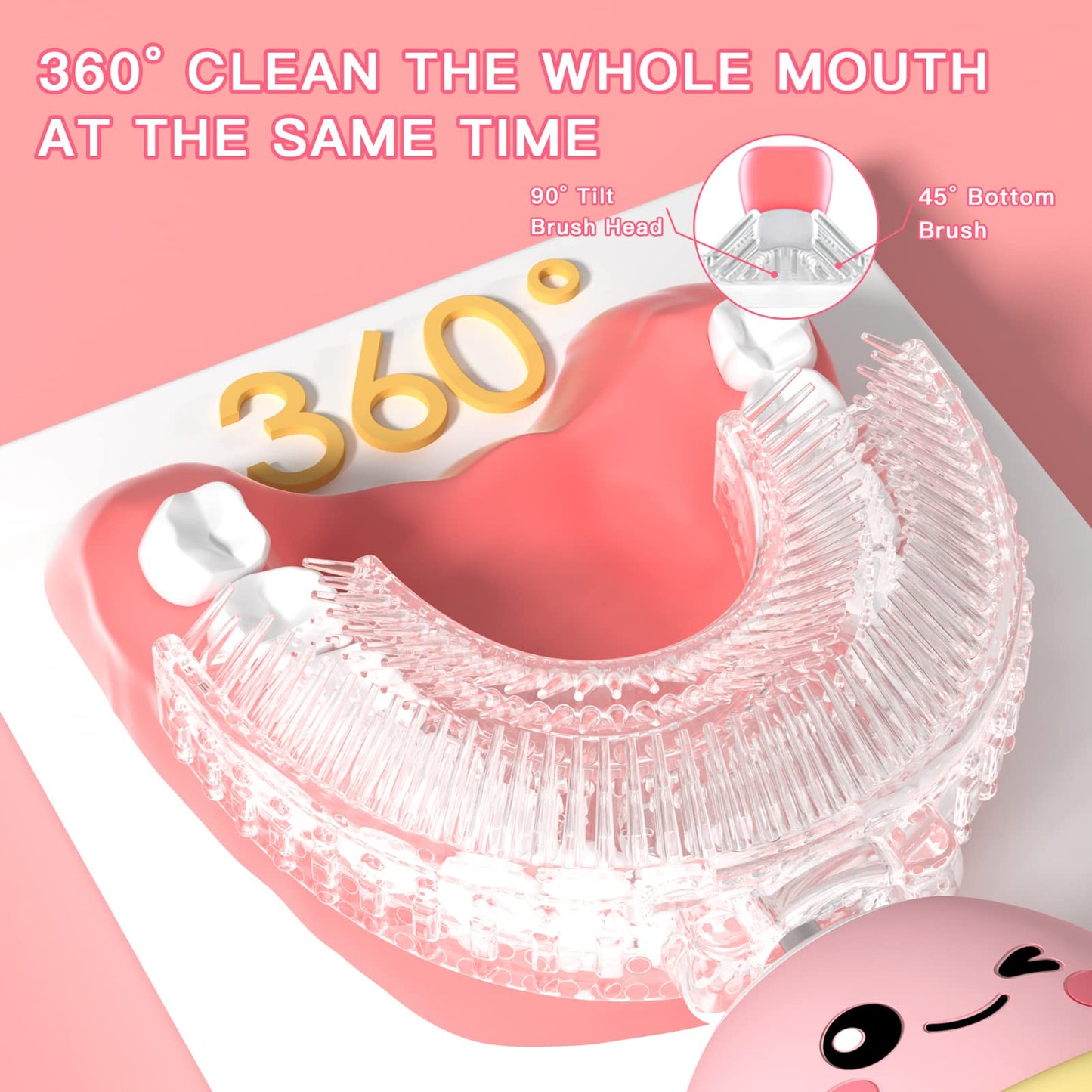 JIANLEJIA Kids U‑Shaped Electric Toothbrush – 5 Heads, 2–12 yrs, 360° Cleaning