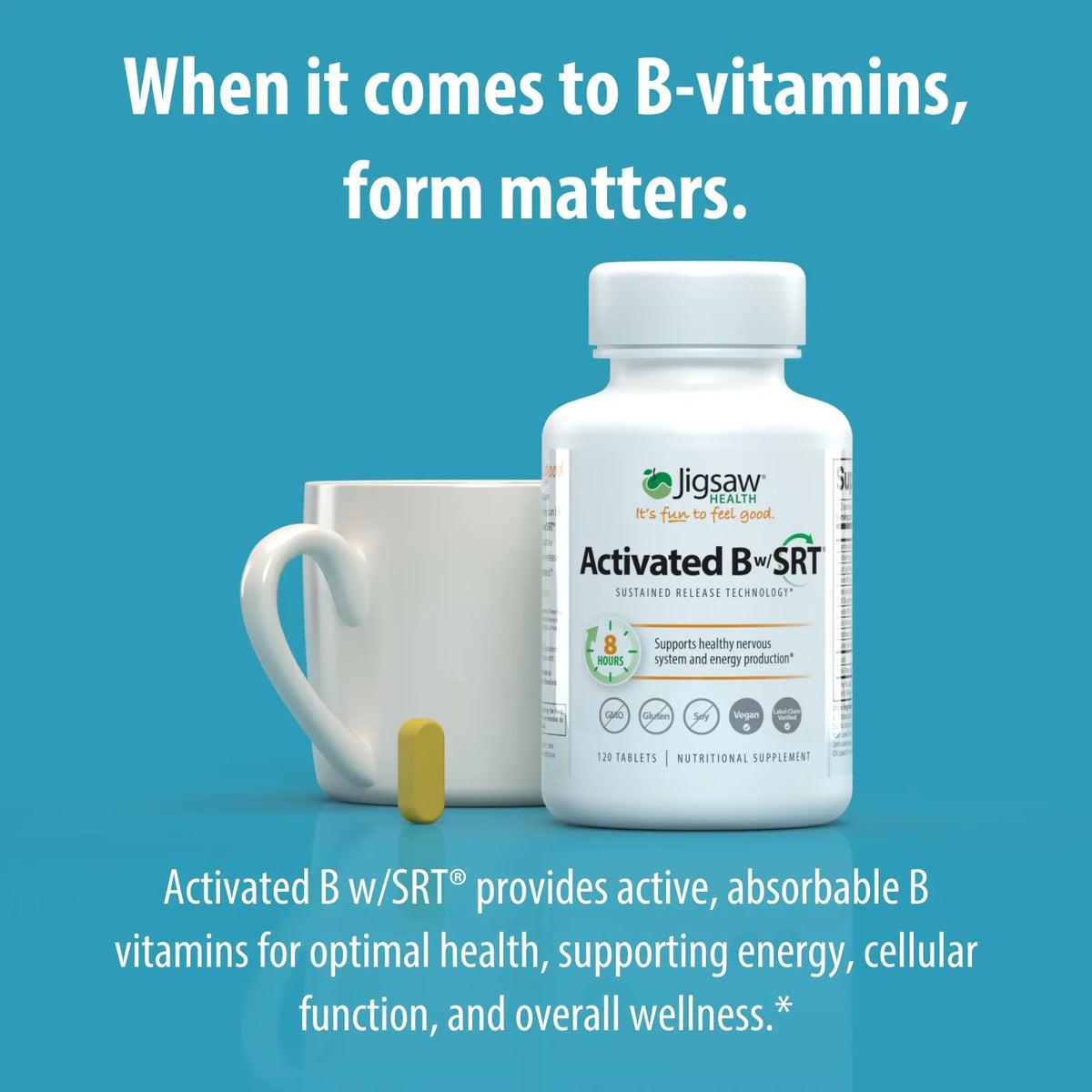 Jigsaw Health Activated B w/SRT | Supports Nervous System & Energy | 120 Tablets BritishVita | Premium UK Vitamins & Wellness Supplements