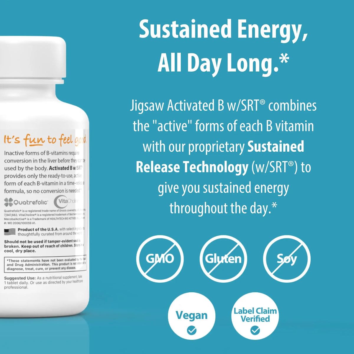 Jigsaw Health Activated B w/SRT | Supports Nervous System & Energy | 120 Tablets BritishVita | Premium UK Vitamins & Wellness Supplements