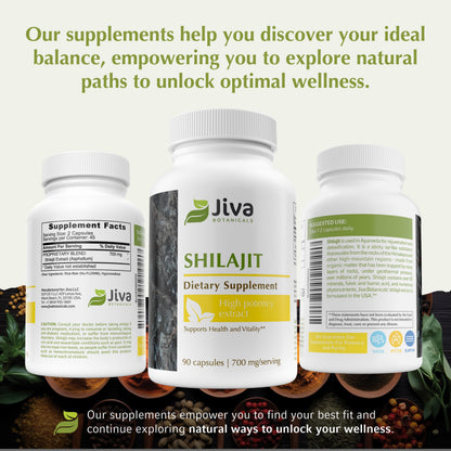 Jiva Botanicals Shilajit Capsules 700 mg – Fulvic Acid, 90 Vegan Caps