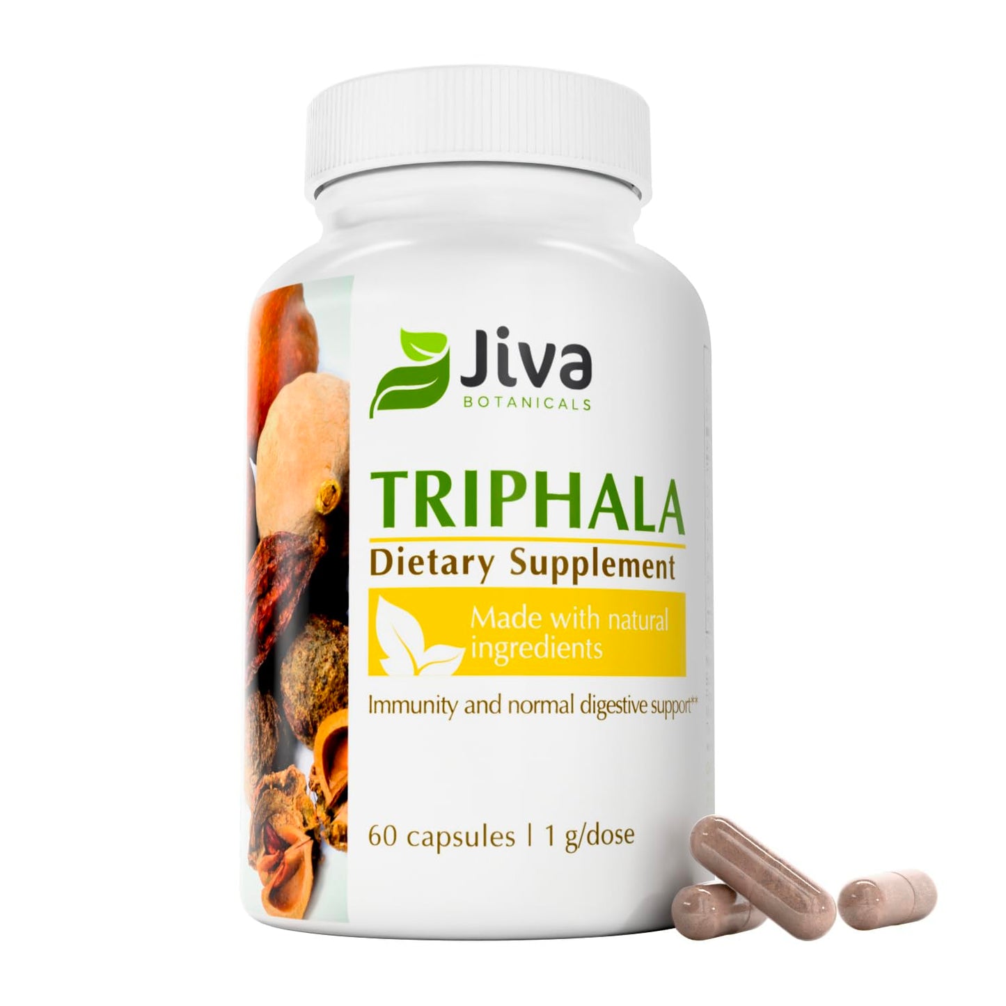 Jiva Botanicals Triphala Supplement – Digestive Health & Immune Support | 60 Capsules