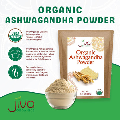 Jiva Organics Ashwagandha Root Powder 20oz – Organic, Raw, Non-GMO, Lab Tested