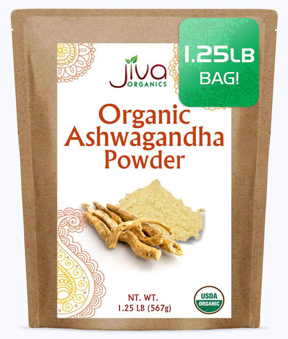 Jiva Organics Ashwagandha Root Powder 20oz – Organic, Raw, Non-GMO, Lab Tested