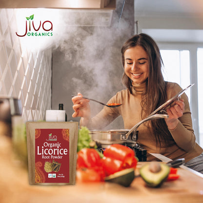 Jiva Organics Licorice Root Powder 14 oz Bulk Bag – Glycyrrhiza glabra, Non-GMO, Organic
