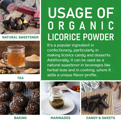 Jiva Organics Licorice Root Powder 14 oz Bulk Bag – Glycyrrhiza glabra, Non-GMO, Organic