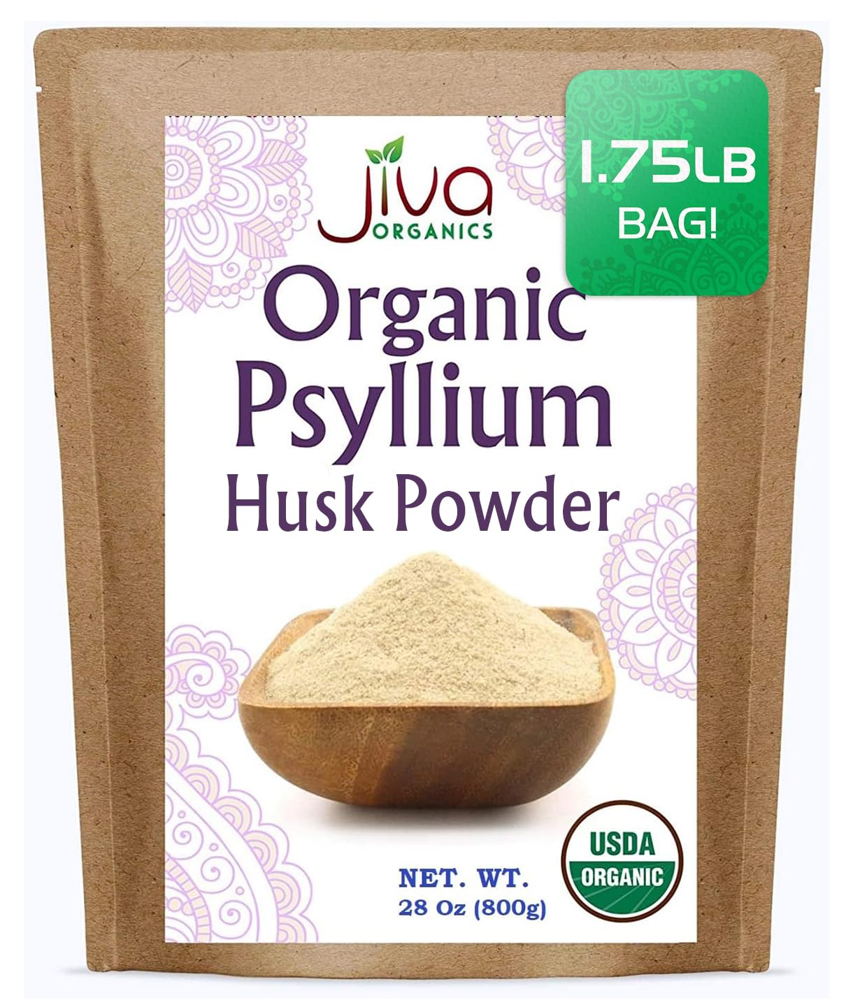 Jiva Organics Psyllium Husk Powder – 1.75 lb, Gluten Free, Fine Ground