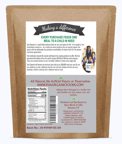 Jiva Organics Psyllium Husk Powder – 1.75 lb, Gluten Free, Fine Ground