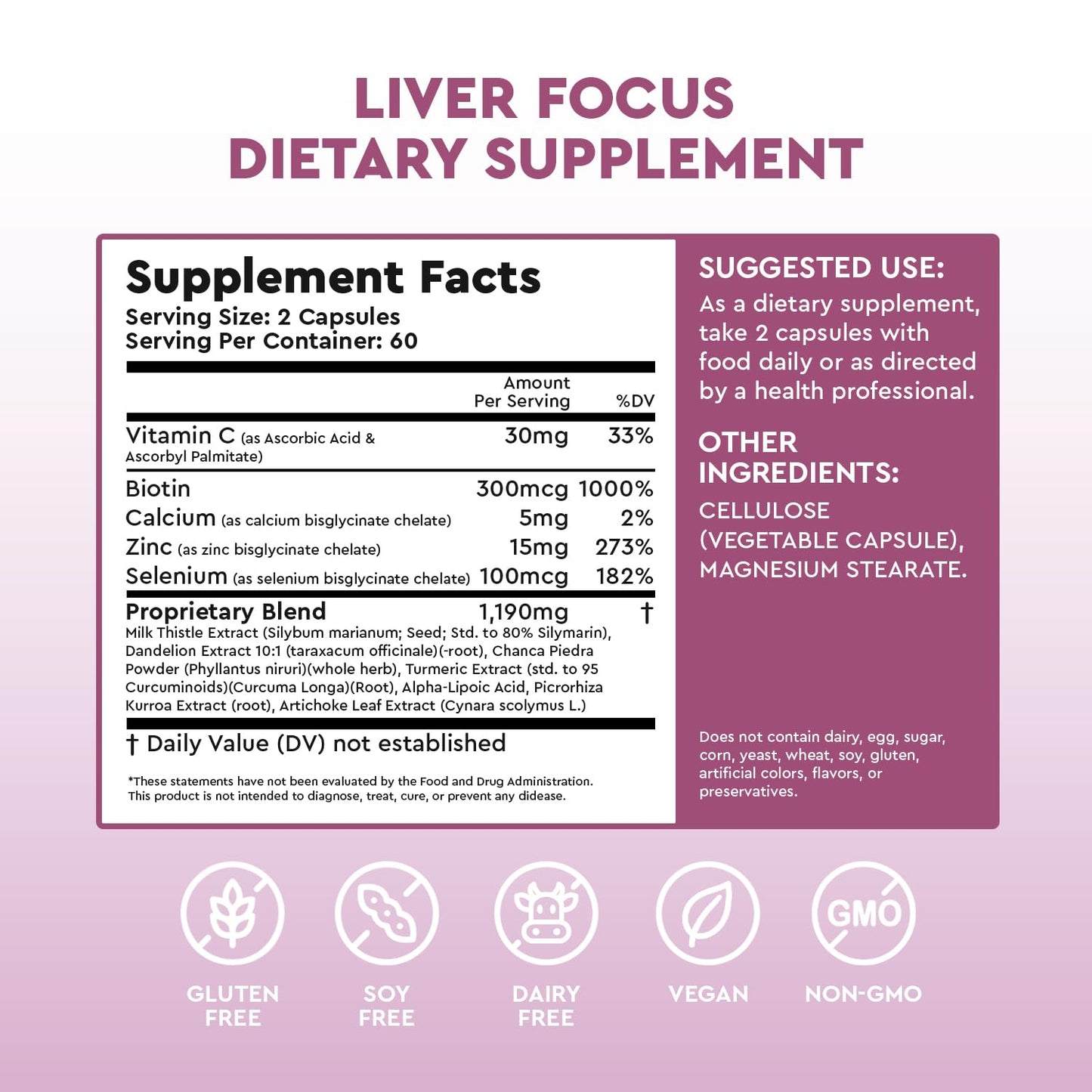JJ Smith Liver Focus – Milk Thistle, Alpha Lipoic Acid, Turmeric, Dandelion Root & Artichoke for Liver Health, Metabolism, Digestion & Skin