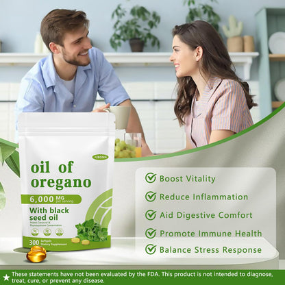 JJBONG Oil of Oregano with Black Seed Oil – 6000 mg, 300 Softgels, Immune Support