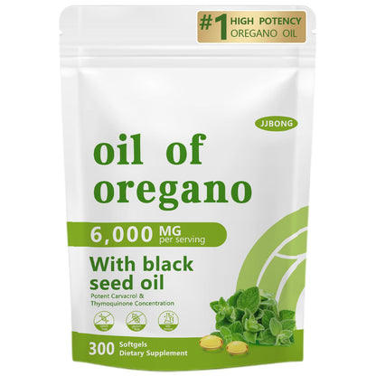 JJBONG Oil of Oregano with Black Seed Oil – 6000 mg, 300 Softgels, Immune Support