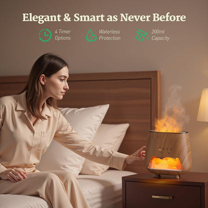 JJNJJN Essential Oil Diffuser for Home | 200ml Humidifier with Himalayan Pink Salt Lamp, 9-Color LED Night Light & Auto Off