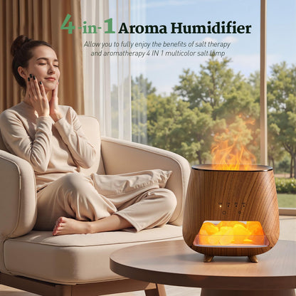 JJNJJN Essential Oil Diffuser for Home | 200ml Humidifier with Himalayan Pink Salt Lamp, 9-Color LED Night Light & Auto Off
