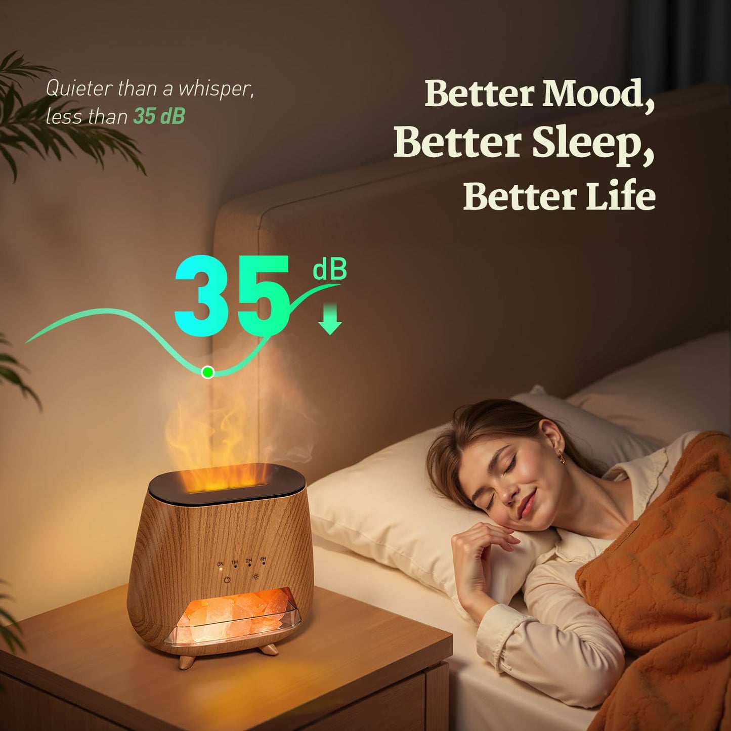 JJNJJN Essential Oil Diffuser for Home | 200ml Humidifier with Himalayan Pink Salt Lamp, 9-Color LED Night Light & Auto Off