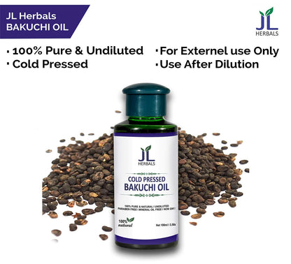 JL Herbals Bakuchi Oil 100ml (3.5 fl oz) | Pure Cold-Pressed Babchi Oil (Psoralea corylifolia)