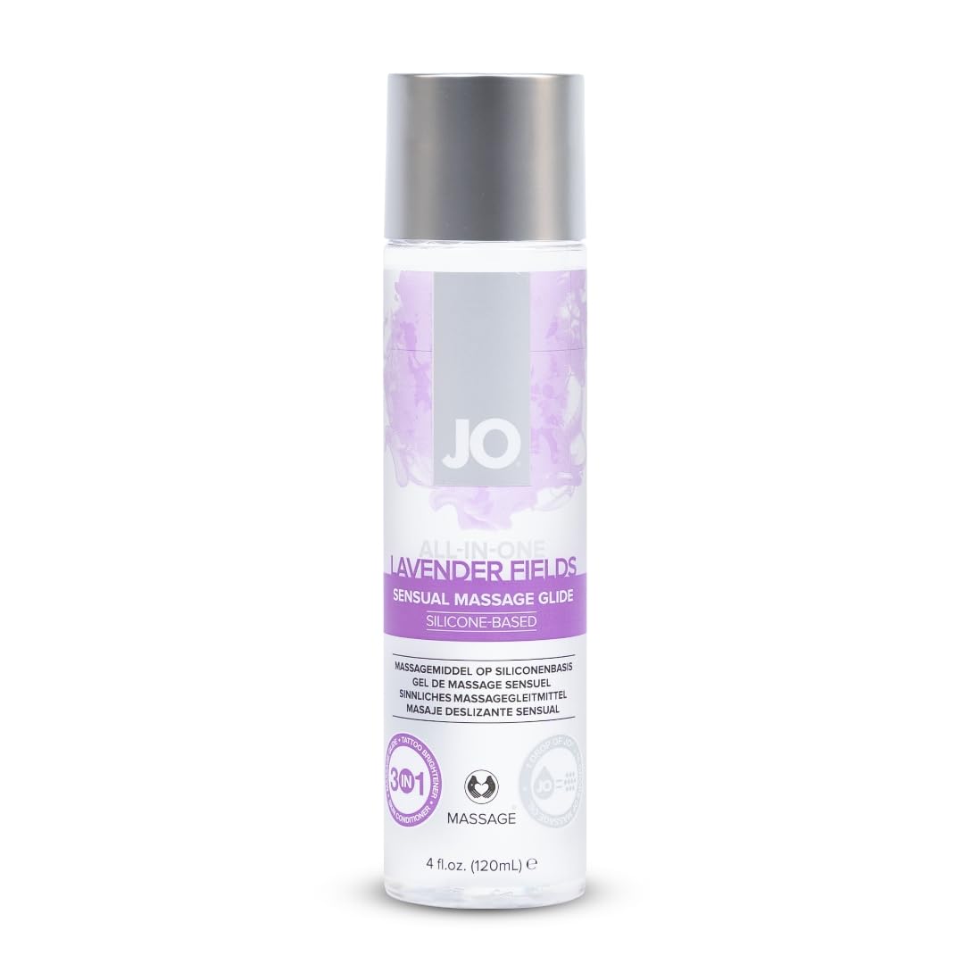 JO Lavender Silicone Massage Oil – Fragrance Free Long Lasting Personal Lube & Massage Glide – 4 fl oz
