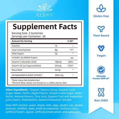 Joaouu Ashwagandha Gummies KSM-66 (60 Count) – Mixed Berry & Vegan