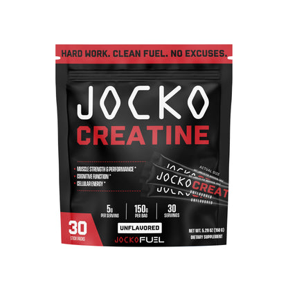 Jocko Fuel Creatine Stick Packs – Travel-Size Creatine Monohydrate, 30 Servings, Unflavored