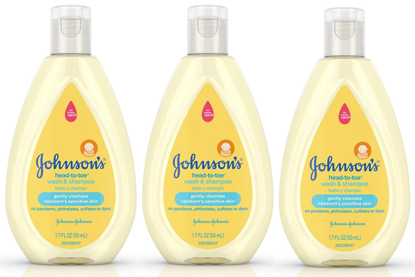 Johnson's Baby Head-To-Toe Wash & Shampoo - 3 Pack, 1.7 oz Each