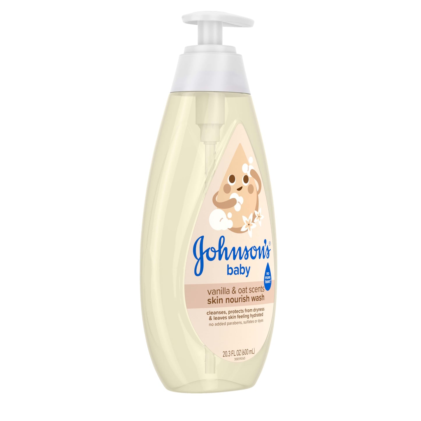 Johnson's Skin Nourishing Moisture Baby Wash – Vanilla & Oat, Tear-Free, Hypoallergenic | 20.3 fl oz