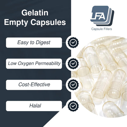 Empty Gelatin Capsules Size 0-120 | Halal Beef Gel Caps for DIY Filling Kit
