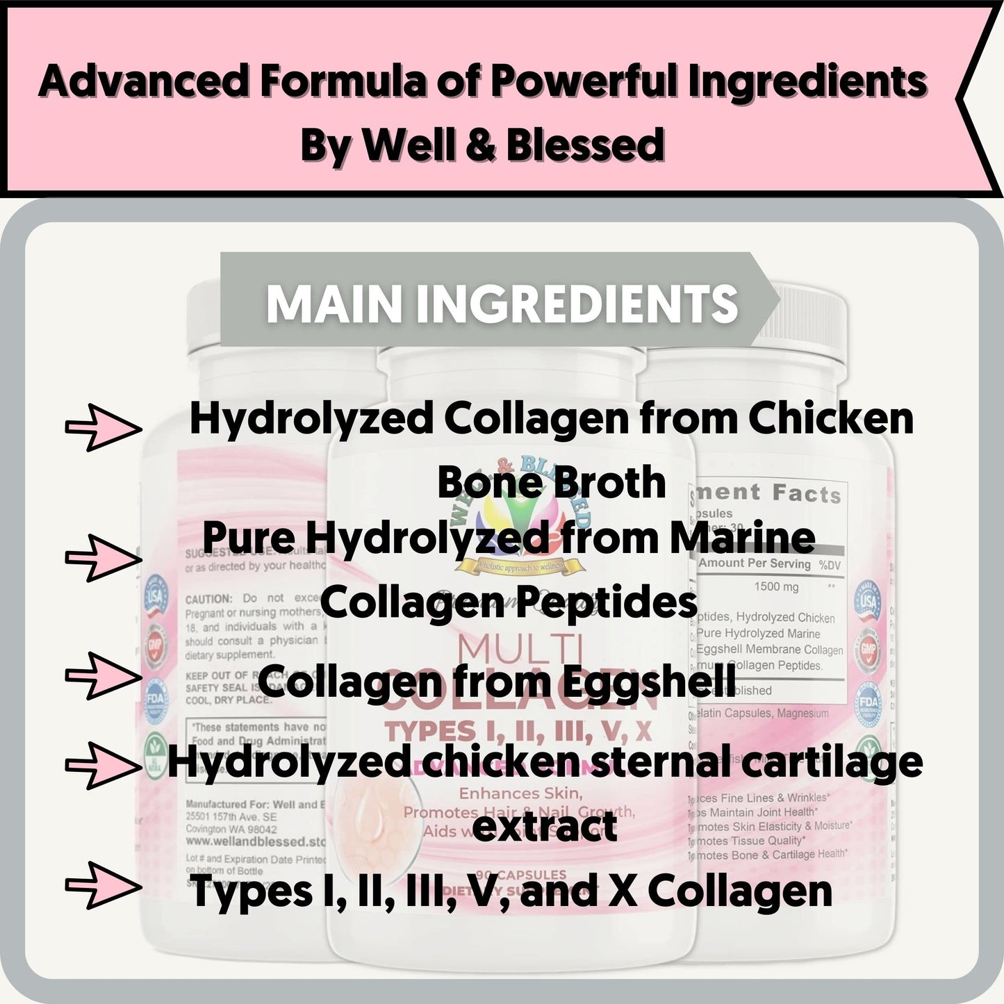 Multi Premium Collagen for Women with Vitamin C - 90 Capsules
