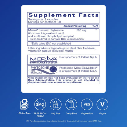 Pure Encapsulations CurcumaSorb 180's – Meriva Curcumin Phytosome for Joint Health