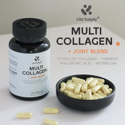 Multi Collagen Complex 120 Caps - Type I, II, III, V, X + Turmeric & Hyaluronic Acid