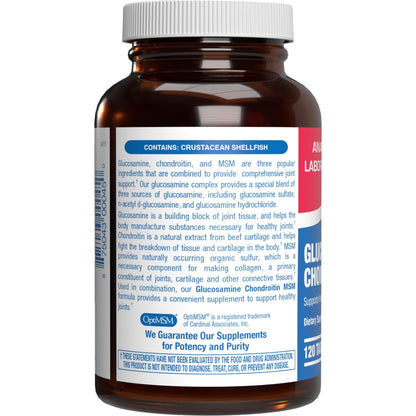 High Absorption Glucosamine Chondroitin MSM – 120 Servings | USA Made