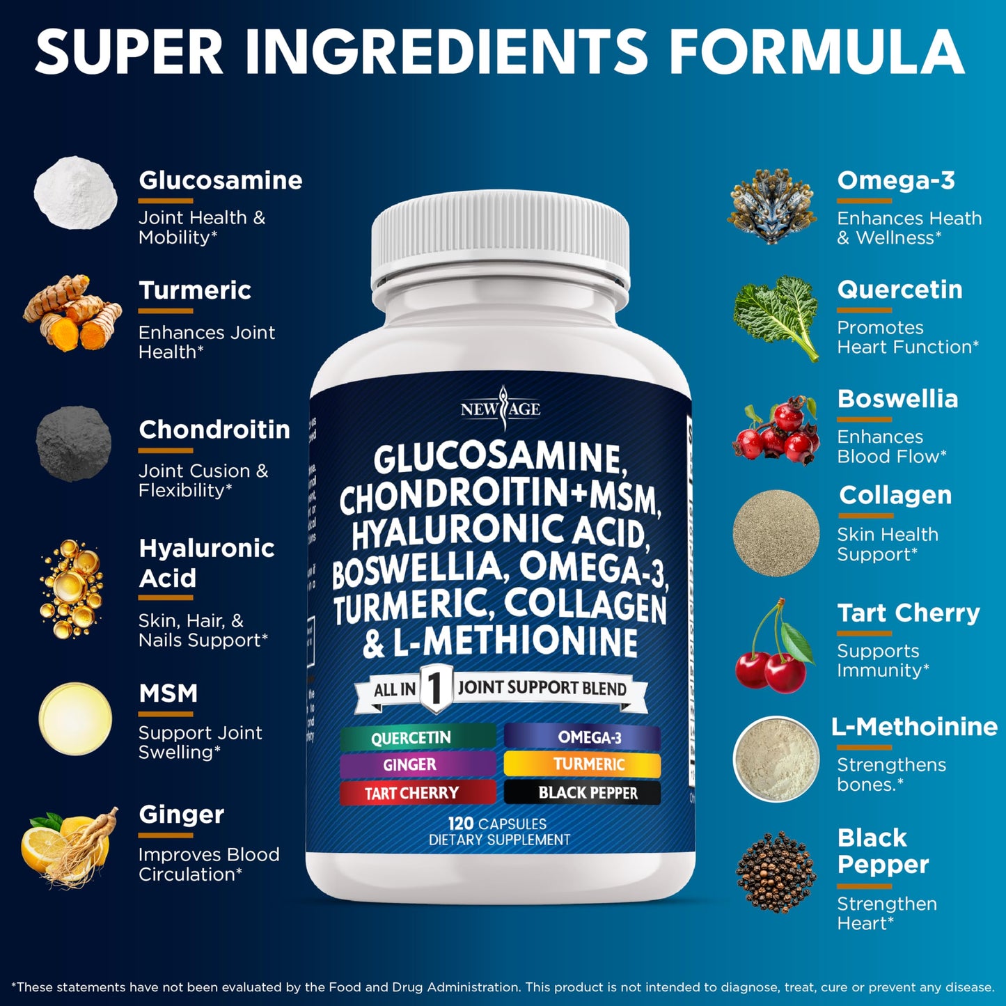 Glucosamine Chondroitin MSM Turmeric + Omega-3 | Joint Health 120