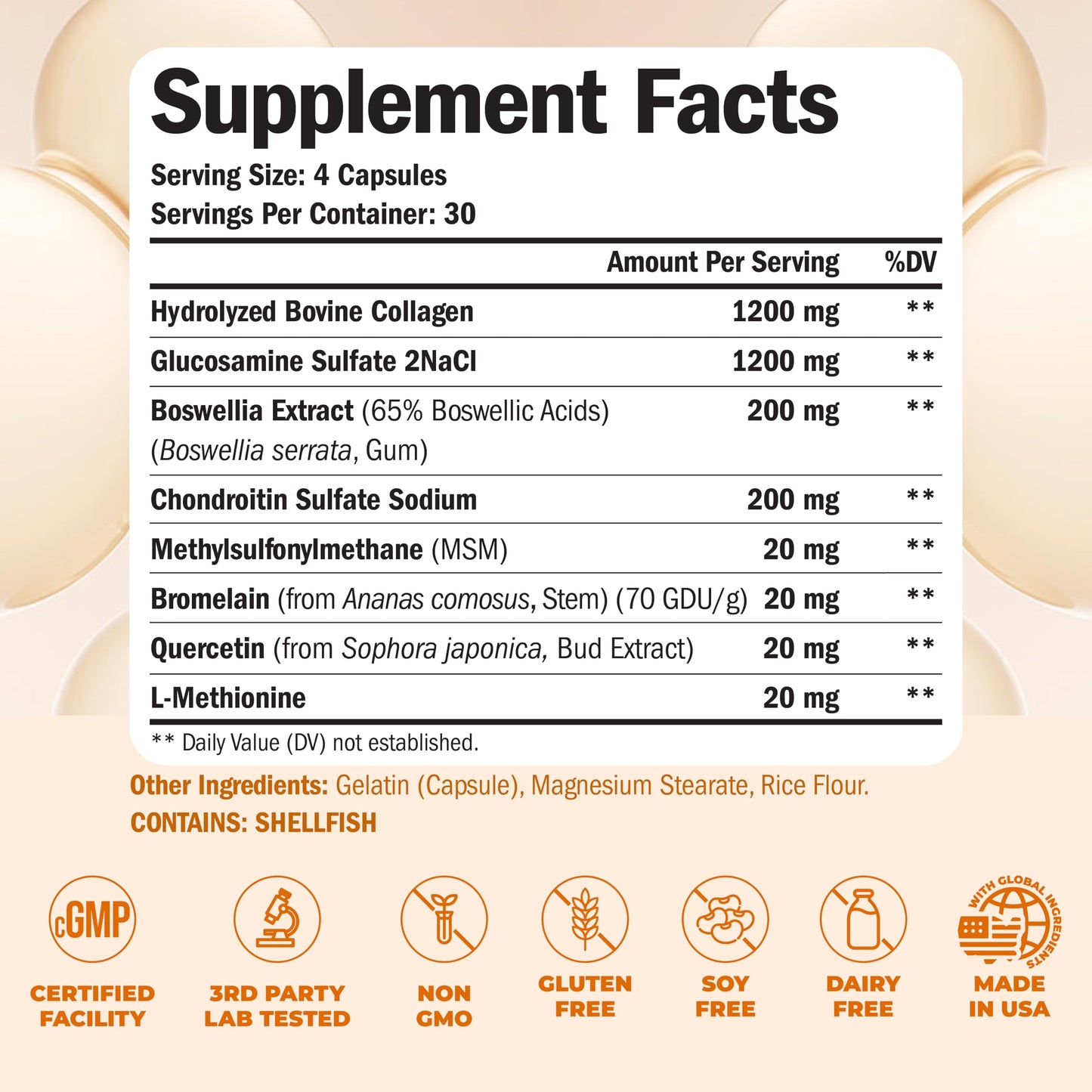 Glucosamine Chondroitin MSM with Hydrolyzed Collagen – Joint Support