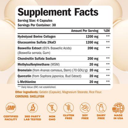 Glucosamine Chondroitin MSM with Hydrolyzed Collagen – Joint Support