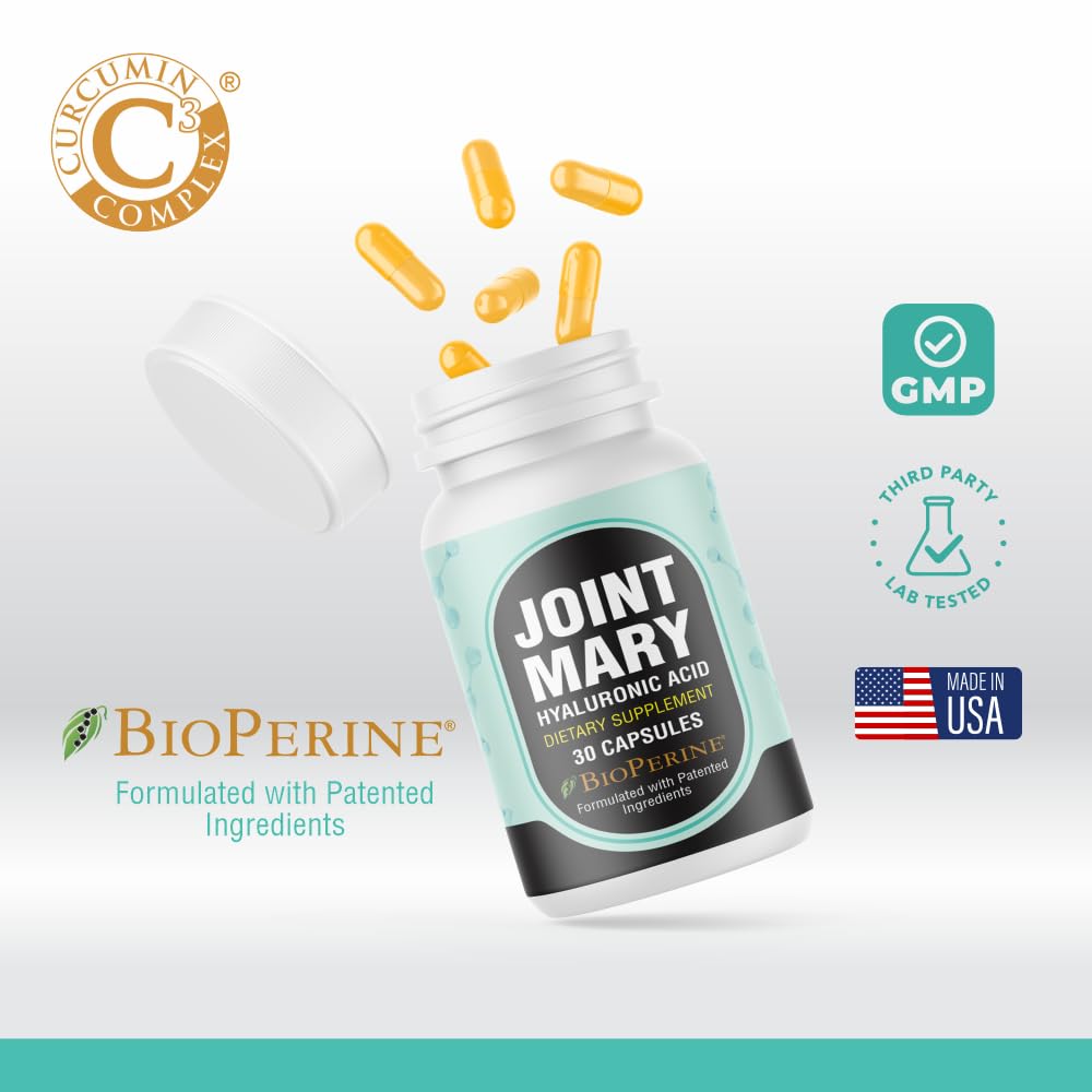 JOINT MARY Hyaluronic Acid Joint Support - Collagen, Turmeric, Glucosamine (30 Caps)