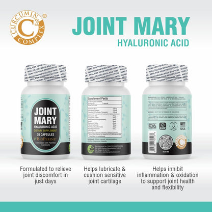 JOINT MARY Hyaluronic Acid Joint Support - Collagen, Turmeric, Glucosamine (30 Caps)