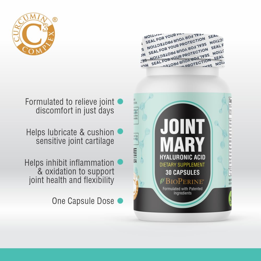 JOINT MARY Hyaluronic Acid Joint Support - Collagen, Turmeric, Glucosamine (30 Caps)